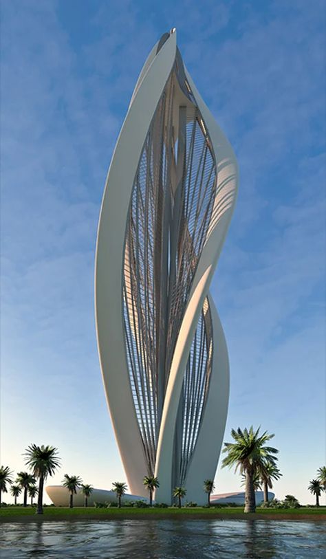 petra architects: 'blossoming dubai' متحف فني, معرض فني, Architecture Antique, Dubai Architecture, Modern Architecture Building, Unusual Buildings, Skyscraper Architecture, Interesting Buildings, Amazing Buildings