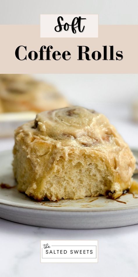 These coffee rolls are a soft coffee flavored roll with a buttery, brown sugar, coffee powder and cinnamon filling, and topped with a perfect coffee buttercream frosting. Coffee Roll Recipe, Coffee Baked Goods, Coffee Rolls, Coffee Buttercream Frosting, Brown Sugar Coffee, Coffee Frosting, Buttery Rolls, Cinnamon Filling, Coffee Buttercream