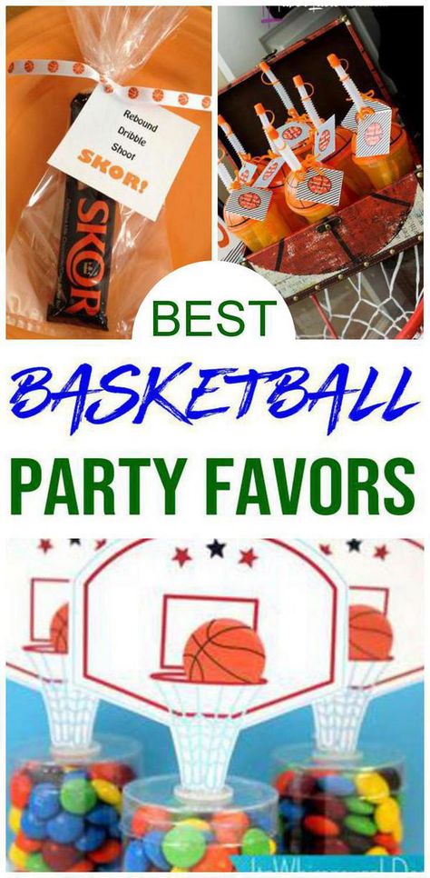 Party Favors! Basketball party favors that are so cool. Easy DIY party favor ideas for kids birthdays, end of season party, team building, NBA finals & more. Check out the coolest basketball party favors children will love :) #kidsparties #basketball Basketball Pool Party, Basketball Team Snacks, Basketball Team Treats, March Madness Theme, Basketball Girl Gifts, Birthday Party Gift Bag Ideas, Basketball Snacks, Basketball Treats, Basketball Theme Birthday