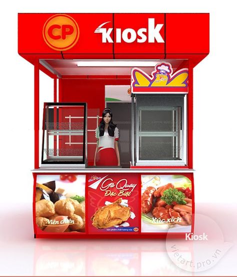 Both Stand Food, Food Kiosk Design Ideas, Food Stand Design, Reka Bentuk Bilik Tidur, Gerobak Dorong, Food Stall Design, Rooftop Restaurant Design, Street Food Design, Food Kiosk