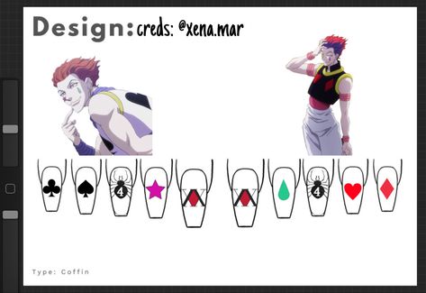 Hisoka Inspired Nails, Hisoka Nails Design, Sk8 The Infinity Nails, Hxh Nails Design, Hunter X Hunter Nail Art, Easy Anime Nails, Hisoka Nails, Hunter X Hunter Nails, Hxh Nails