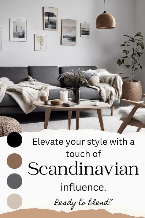 Ready to elevate your style? Add a touch of Scandinavian influence to your living room. Embrace the soothing Scandinavian color palette and create a space that harmoniously blends aesthetics with functionality. With clean lines and a serene ambiance, you'll have a Scandinavian style living room that's both inviting and timeless. Gray Couch Scandinavian Living Room, Gray Sofa Scandinavian Living Room, Grey White Color Palette Living Room, Scandi Grey Living Room, Grey And Pine Living Room, Scandinavian Colour Palette Inspiration, Scandi Living Room Grey Sofa, Charcoal And White Living Room, Grey Interior Color Palette