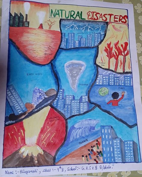 Natural Calamities Poster, Natural Disasters Poster, Disaster Poster, Natural Disasters Art, Scrapbook Design Layout, 3d Poster, Study Flashcards, Natural Disaster, Creative Posters