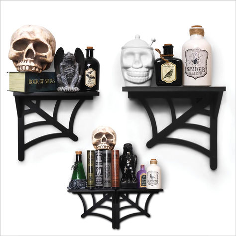 Spooky Gothic Decor - Gothic Oddities Curio Shelves - Horror Bookshelf, 2 piece set Creepy Candles, Goth Home, Goth Home Decor, Goth Decor, Gothic Decor, Book Candle, Gothic Home Decor, Gothic House, Wood Home Decor