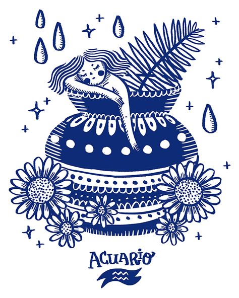 Aquarius Illustration Zodiac, Aquarius Drawing, Aquarius Illustration, February Zodiac Sign, Maps Design, Aquarius Constellation Tattoo, Animal Illustration Kids, Aquarius Art, Horoscope Art