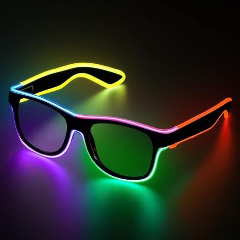 Amazon.com: YouRfocus Led Light up Glasses Multi-Color Glow in the Dark Glasses for Rave Party, EDM, Halloween.. (6 colors) : Clothing, Shoes & Jewelry Glow Glasses, Light Up Glasses, Laser Light, Glowing Glasses, Neon Accessories, Rave Party, Dark Outfits, Neon Party, Halloween Coloring