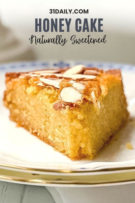 This naturally sweetened Honey Cake is an incredibly tender, melt-in-your-mouth dessert recipe you'll love. It's easy to make in a round cake pan and is irresistibly moist and delicious, making it perfect for any occasion... anytime! Cheesecake Sweetened With Honey, Honey And Almond Cake, Honey Loaf Cake Recipe, Cake Sweetened With Honey, Honey Sweetened Cake, Desserts Made With Honey No Sugar, 6 Inch Cake Recipes, Desserts Sweetened With Honey, Dessert With Honey