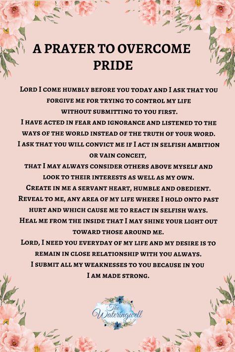 Linked to a blog post on pride. Many of us are unaware of the dangers of pride but the Bible is full of stories where the consequences of pride are obvious. Pride is the opposite of grace and humility. Pride In The Bible, Sin Of Pride, Christian Photos, Prayer Changes Things, Blessed Is She, Good Prayers, Bible Quotes Prayer, Bible Prayers, A Prayer