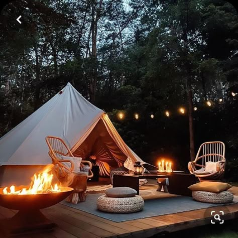 Bell Tent Interior, Backyard Lighting Ideas, Landscape Backyard, Tent Living, Tipi Tent, Glamping Resorts, Farmhouse Tile, Backyard Garden Landscape, Luxury Glamping