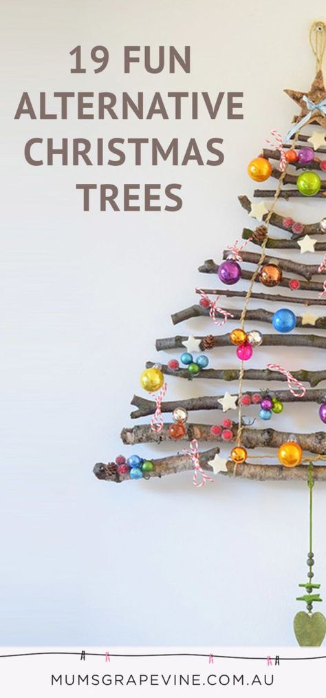 19 Alternative Christmas Trees • Christmas tree alternative decoration ideas • to kip the atmosphere • Modern Farmhouse, Rustic Country styles - wooden, crocheted, cute beautiful and unusual projects for a different test • Natal, Alternatives To Christmas Trees, Alternate Christmas Tree Ideas, Alternate Christmas Tree, Cat Proof Christmas Tree, Alternative Christmas Trees, Branch Christmas Tree, Crismas Tree, Christmas Tree Alternative