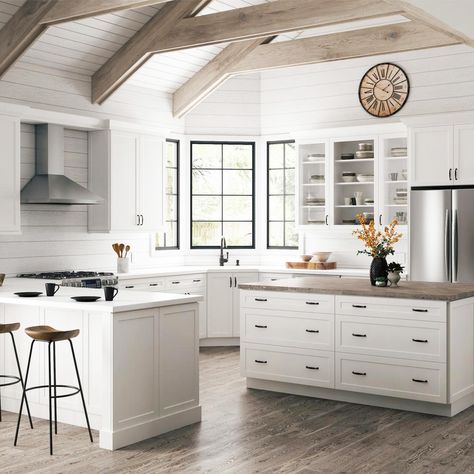 Axstad - IKEA White Matte Doors and Drawer Fronts Kitchen Cabinet With Glass Doors, Cabinet Installation, Stock Kitchen Cabinets, Home Depot Kitchen, White Shaker Kitchen, Ikea Kitchen Design, Refacing Kitchen Cabinets, White Shaker Cabinets, Shaker Kitchen