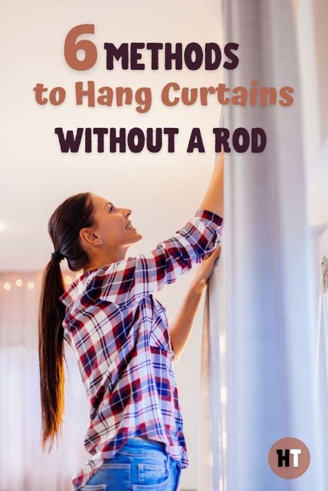 Room Master Bedrooms, Diy Curtain Hanging, Hang Curtains From Ceiling, Curtains Without Rods, Curtains Over Blinds, Curtains Without Drilling, Ceiling Curtain Rod, Outdoor Curtain Rods, Diy Drapes