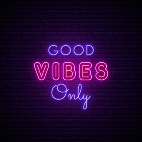 Good vibes only neon sign. Premium Vecto... | Premium Vector #Freepik #vector #line #quote #graphic #letter Neon, Pink, Purple, Good Vibes Only Neon Sign, Good Vibes Only, Neon Sign, Good Vibes, Premium Vector, Wall