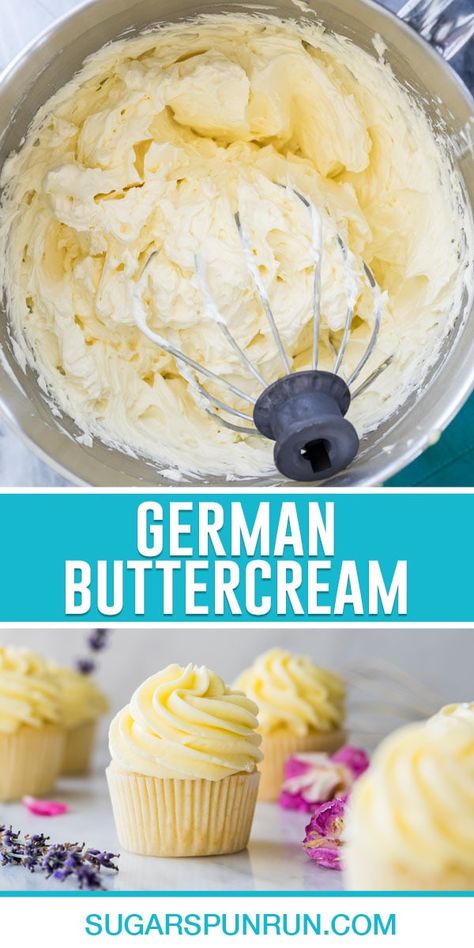 This custard-based German Buttercream is perfect for those who prefer their frosting to be not-so-sweet. Silky and soft, it pipes beautifully and pairs well with any flavor cake. What the how-to video below for step-by-step instructions! German Frosting Recipe, Not So Sweet Icing, Thick Buttercream Frosting, German Buttercream Recipe, Custard Frosting, Macaron Fillings, German Buttercream, Whip Frosting, Fluffy Buttercream