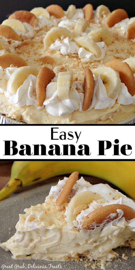 Easy Banana Pie, Banana Cream Pie Recipe With Pudding, Easy Banana Cream Pie Recipe, Banana Pie Recipe, Banana Creme Pie, Easy Banana Cream Pie, No Bake Pie, Banana Pudding Pies, Instant Banana Pudding