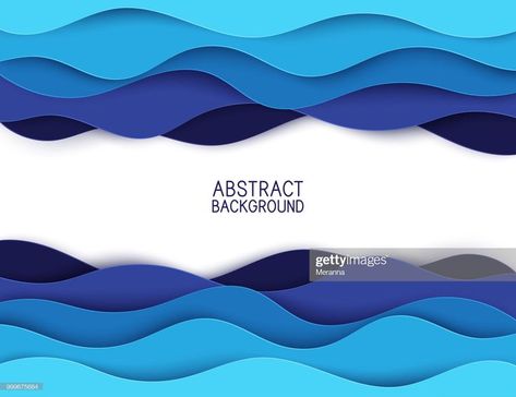 Sea Paper Art, 3d Waves Paper, Waves Vector Illustration, Weather Kindergarten Activities, Modern Origami, Paper Waves, Waves Illustration, Cartoon Abstract, Waves Design