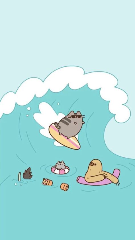 Pusheen Stormy, Pusheen Cute, Cat Summer, Söt Katt, Pusheen Cat, Summer Wallpaper, Kawaii Wallpaper, Cat Wallpaper, Grumpy Cat