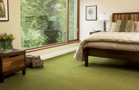 Really nice-looking room--love the moss-green carpet. :D Colorful Bedroom Design, Choosing Carpet, Colorful Bedroom, Carpet Decor, Green Bedroom, White Carpet, Bedroom Design Ideas, Green Carpet, Trendy Bedroom