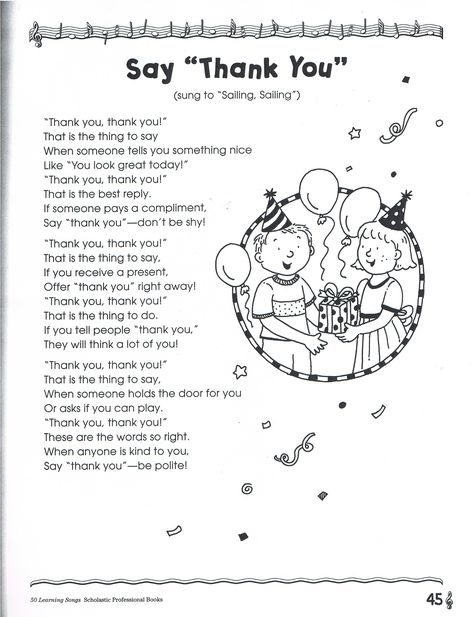 Say Thank You Song Please And Thank You Song, I Am Special Songs For Preschool, Thank You Songs Preschool, Preschool Greeting Songs, Greeting Songs For Kindergarten, Poem For Class 2 In English, Circle Songs, Thank You Song, Crafts Classroom