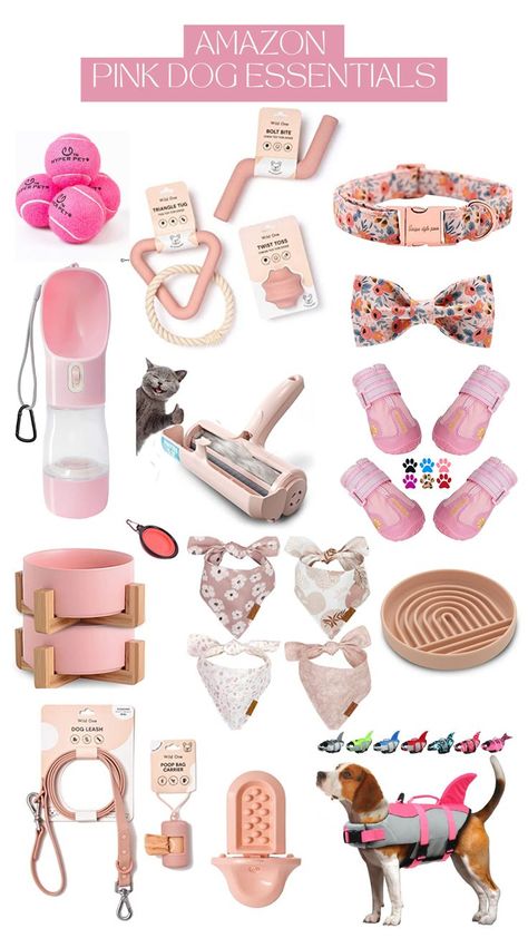 Amazon Pink Dog Essentials, Pink Dog Aesthetic Pink Dog Aesthetic, Puppy Items, Puppy Room, Cute Dog Toys, Dog Accesories, Puppy Mom, Dog Mommy, Dog Aesthetic, Puppy Accessories