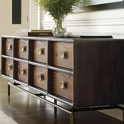 Embracing the fusion of natural elements and exquisite craftsmanship, this modern TV cabinet is tailor-made for your individual home decor. jessica | jessica 78.7" W Storage Credenza 29.1 H x 78.7 W x 20.4 D in brownWood / Metal in Dark Brown Wood | 78" | Wayfair Modern Tv Console Design, Home Office Credenza, Cypress Media Cabinet, Barndo Interior, Dark Brown Tv Console, 80” Tv Credenza, Dark Brown Wood Dresser, Black And Brown Media Console, Credenza Decor