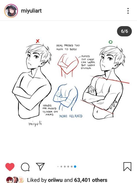 Im uploading a screenshot so it's easier to find. (©miyuliart on Instagram) Arms On Knees Pose Drawing, Someone Crossing Their Arms Reference, How To Connect Arms To Torso, Miyuliart Tutorials, Arms Crossed Over Chest Reference, Arm Side View Reference, Person Crossing Arms Reference Drawing, Clingy Pose Reference, Arms Crossed Side View