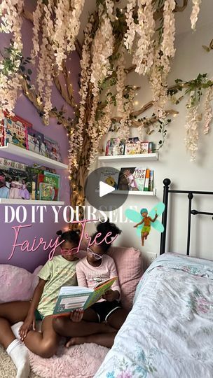 556K views · 194K reactions | A reading nook right out of an enchanted forest ✨😍

And guess what? It was under $60 and took only 2.5 hours to put together. 

All you need is:

Brown butcher paper roll (Amazon)
Wisteria Hanging Flowers (Amazon)
Fairy Lights (Five Below)
Mirrored Butterfly decals (Walmart)
A Staple gun (anywhere they sell hardware)

It came out so pretty 🥹 and it brings me back to the summers when I would catch fireflies in a jar, I was obsessed with Ferngully, and and them little lime green flying bugs, were backyard fairies. 

Comment 🧚🏾‍♂️ below and I’ll DM you a link to everything I used, as well as a step by step pictorial. 

Follow @thefemmerebelle_ for more tips and ways to add a little more magic to your life. ✨
Rebel Well. 🫶🏾

#diycrafts #kidsroom #fairylights Enchanted Fairy Bedroom, Magical Reading Nook, Fairy Garden Room Ideas Bedrooms, Fairy Girls Bedroom, Butterfly Bedroom Ideas Kids, Fairy Forest Bedroom, Enchanted Forest Room, Fairy Bedroom Ideas, Fairy Garden Room