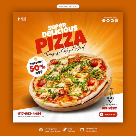 Pizza Flyer Design Ideas, Pizza Poster Design Ideas, Pizza Flyer Design, Pizza Poster Design, Big Hamburger, Pizza Promo, Pizza Instagram, Pizza Flyer, Food Graphics