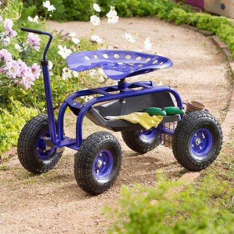 Garden Scooters, Tractor Seats, Garden Seat, Garden Cart, Hose Holder, Iris Garden, Blue Garden, Garden Accents, Swivel Seating