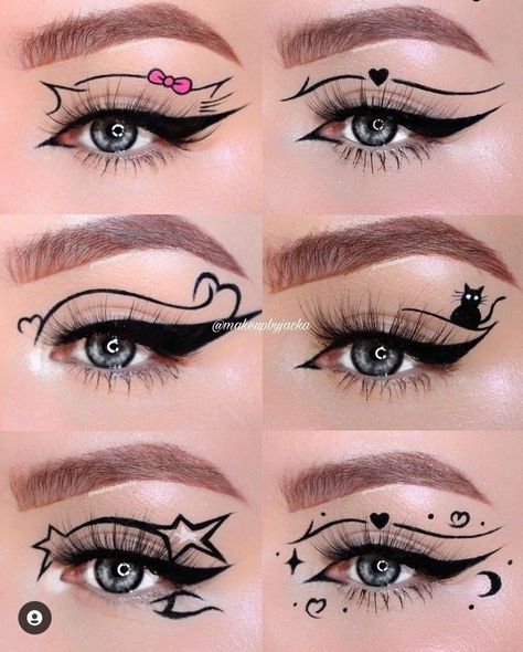 Eyeliner Grafico, Graphic Eyeliner Looks, White Eye Makeup, Goth Eye Makeup, Vampire Bride, Eyeliner Designs, Anime Eye Makeup, Gyaru Makeup, Makeup Drawing