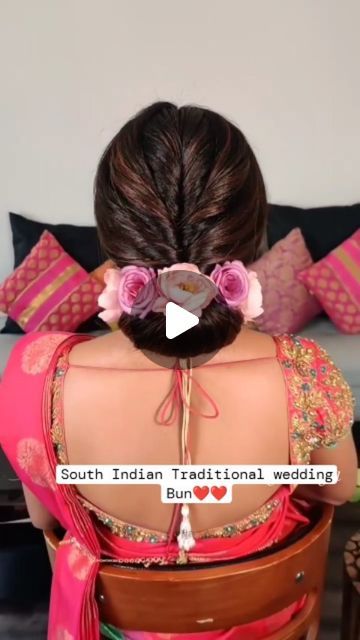 All _About_Brides_&_Wedding on Instagram: "South Indian Traditional wedding Bun tutorial 💖#hairstyletutorials #wedding #hairstyletutorials #trending #trendinghairstyles" Hair Styles Buns For Wedding, Trending Hairstyles For Wedding, South Indian Wedding Hairstyles Simple, Bun Designs For Wedding, South Indian Look Hairstyles, Hair Buns For Indian Wedding, Messy Bun Hairstyles For Wedding Indian, Hairstyles On Traditional Dresses, Hair Do For Indian Wedding