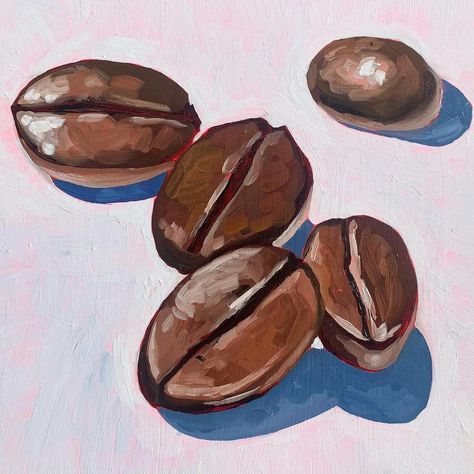 Coffee Painting Aesthetic, Coffee Bean Painting, How To Draw Coffee, Coffee Oil Pastel, Still Art Painting, Art Using Coffee, Coffee Acrylic Painting, Coffee Beans Art, Oil Painting Coffee