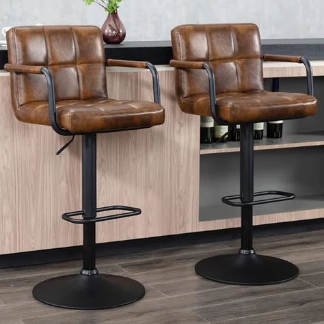 Penacook Swivel Adjustable Height Stool Modern Kitchen Stools, Leather Swivel Bar Stools, Counter Stools With Backs, Leather Kitchen, Kitchen Stool, Bar Stools With Backs, Counter Bar, Swivel Counter Stools, Stools With Backs