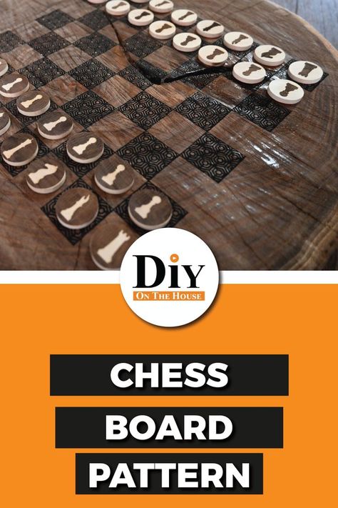 Everything you need to make a homemade chess board and chess pieces! #diyonthehouse How To Make A Chess Board, Home Made Chess Pieces, Diy Chess Board, Diy Wood Chess Board, Diy Vertical Chess Board, Making Wooden Chess Board, Glass Chess, Chess Pieces, Chess Set