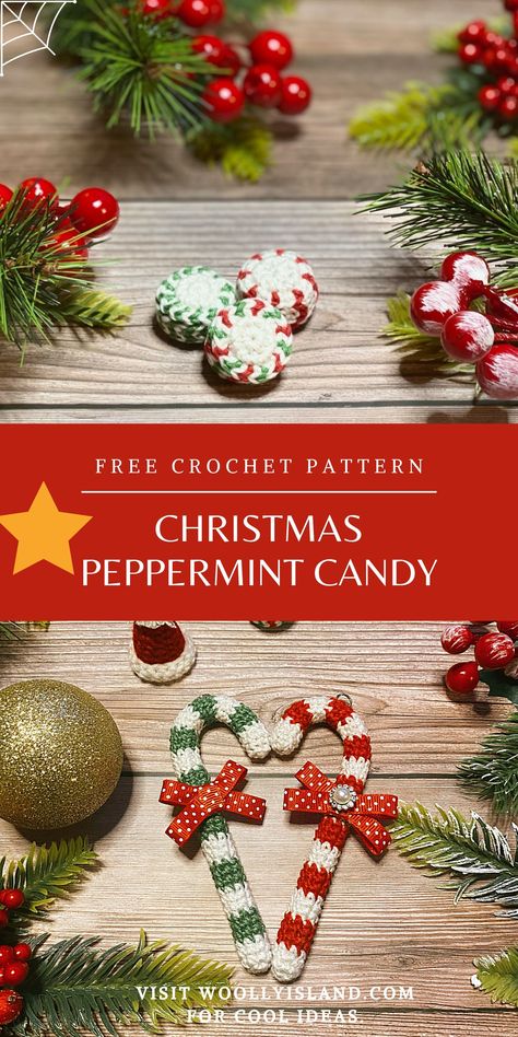 Peppermint Candy Crochet Hat, Crochet Peppermint Ornament, Peppermint Candy Crochet Pattern, Crochet Candy Cane Ornaments, Candy Cane Crochet Pattern Free, Crochet Candy Pattern Free, Crochet Candy Cane Pattern Free, Crochet Peppermint Candy, Arugumi Crochet