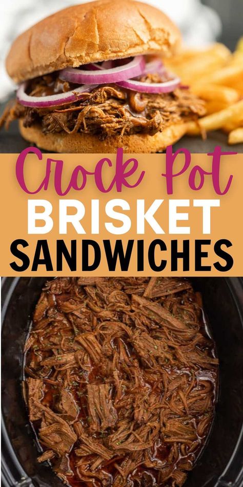 Crock Pot Brisket Sandwich Recipe - Slow Cooker Beef Brisket Recipe Crock Pot Brisket, Beef Brisket Crock Pot, Brisket Sandwich Recipe, Best Brisket Recipe, Crock Pot Sandwiches, Slow Cooker Beef Brisket, Brisket Crock Pot, Beef Brisket Sandwich, Beef Brisket Recipe