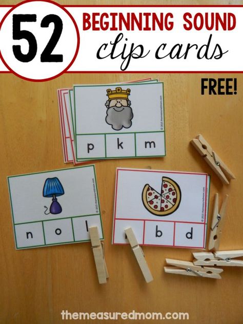 These alphabet cards are a great letter sounds activity for preschool. Plus, they come in an easy and more challenging set for a total of 52 free cards! Teaching Letter Sounds, Letter Sound Activities, The Measured Mom, Measured Mom, Beginning Sound, Kindergarten Centers, Preschool Literacy, Teaching Letters, Beginning Sounds