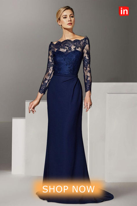 Mermaid / Trumpet Mother of the Bride Dress Formal Wedding Guest Elegant Off Shoulder Floor Length Lace Stretch Chiffon Long Sleeve with Lace Ruching 2024  #eveninggown #motherofthebridedress Wedding Bridesmaid Dresses, Dress Formal Wedding Guest, Trumpet Silhouette, Formal Wedding Guests, Chiffon Long Sleeve, Mother Of The Bride Dress, Dress Formal, Stretch Dress, Formal Wedding