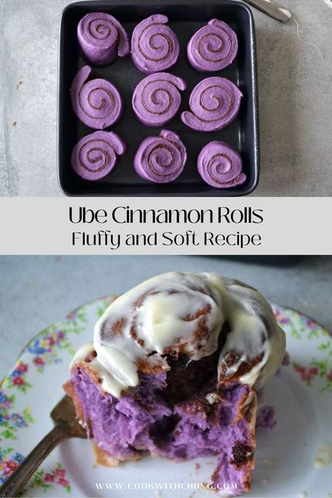 Purple Yams, Ube Recipe, Ube Desserts, Ube Dessert Recipe, Ensaymada Recipe, Rolls From Scratch, Ube Recipes, Cinnamon Rolls From Scratch, Filipino Food Dessert