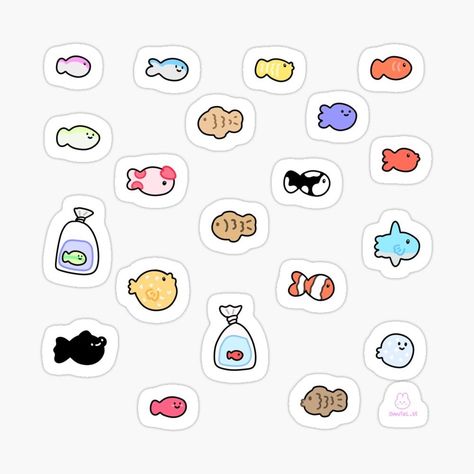 Cute Fishes, Fish Stickers, Small Doodle, Homemade Stickers, Cute Fish, Scrapbook Stickers Printable, Cute Doodles Drawings, Mini Drawings, Bullet Journal Doodles