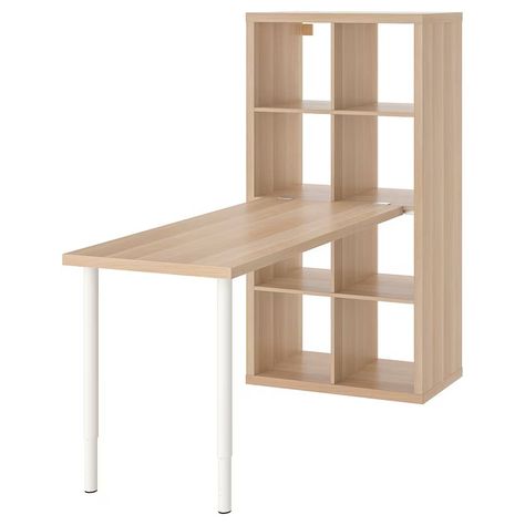 KALLAX / LAGKAPTEN desk combination, white/white stained oak effect, 77x159x147 cm - IKEA Spain Lagkapten Desk, Kallax Linnmon, Kallax Desk, Linnmon Desk, Linnmon Table Top, Ikea Linnmon, Kallax Shelf Unit, Kallax Shelving Unit, Ikea Crafts