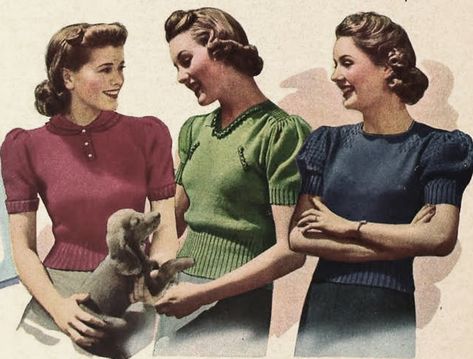 40s Sweater, 1940s Sweater, 1940s Wartime, Fashion 1940s Style, Retro Sweaters, 50s Womens Fashion, 1950s Women, Vintage Girls Clothes, 1940s Outfits