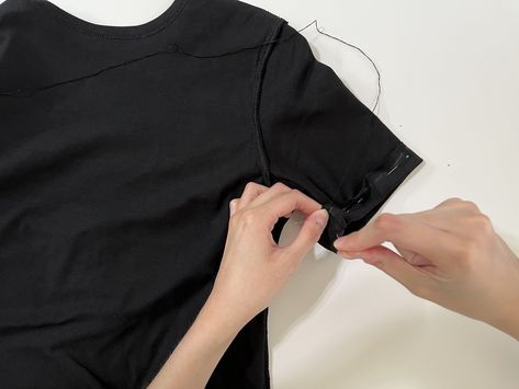 How to Shorten and Hem Sleeves on a Shirt by Hand Shorten Tshirt Sleeve, How To Hem A T Shirt Sewing Tutorials, How To Shorten Sleeves, Hem A Shirt, Sewing Shirts, Repair Guide, Shortening, Long Sleeve Tee Shirts, T Shirt Diy