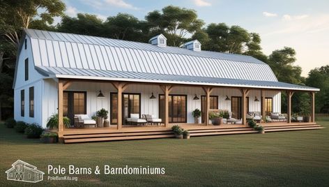 White Barndominium Inspiration and Ideas Barndominium Inspiration, White Barndominium, Barndominium Modern, Best Color Schemes, Modern Farmhouse Living, Farmhouse Barndominium, Pole Barn Homes, Barndominium Ideas, Pole Barn