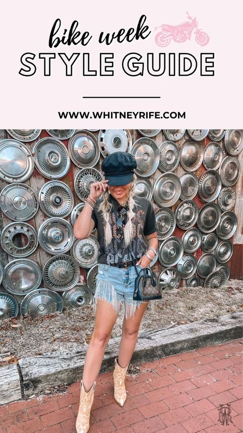 Bike Night Outfit, Motorcycle Rally Outfit, Summer Biker Outfit, Bike Week Outfits Daytona, Women’s Motorcycle Riding Outfit, Womens Motorcycle Outfit Biker Chic, Biker Cowgirl Outfit, Biker Bar Outfit, Cute Biker Outfits