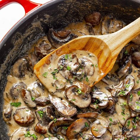 Creamy Mushroom Sauce (For Steak, Chicken & More) Mushroom Gravy Steak, Mushroom Parmesan Sauce, Mushroom Garlic Cream Sauce, Mushroom Dijon Cream Sauce, Mushroom Topper For Steak, Steak Mushroom Cream Sauce, Steak With Mushroom Cream Sauce, Cream Of Mushroom Sauce For Chicken, Mushroom Cream Sauce Recipe