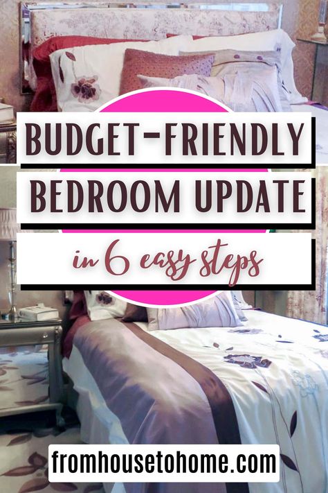 budget-friendly bedroom update in 6 easy steps Low Budget Room Decor Ideas, Low Budget Room Decor, Bedrooms On A Budget, Bedroom Decorating Tips, Bedroom On A Budget, Sewing Room Storage, House To Home, Purple Home Decor, Trending Paint Colors