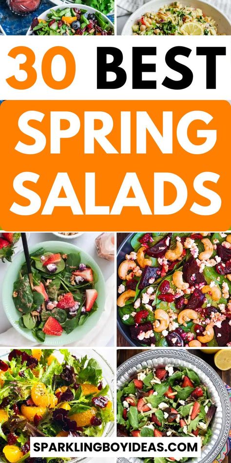 Spring into a healthier you with these fresh spring salads. Our collection of Spring salad recipes features a mix of classic and creative options that are perfect for any occasion. From light and leafy greens to hearty pasta salads and quinoa salads, you'll find a range of textures and flavors to satisfy your cravings. Try our favorites, such as the spring salads with strawberries, arugula, feta cheese, asparagus, and quinoa. You can use these spring recipes as easter side dishes too. Salads With Strawberries, Spring Mix Salad Recipes, Cheese Asparagus, Quinoa Salads, Spring Salads, Spring Mix Salad, Spring Salad Recipes, Easter Side Dishes, Light Salad