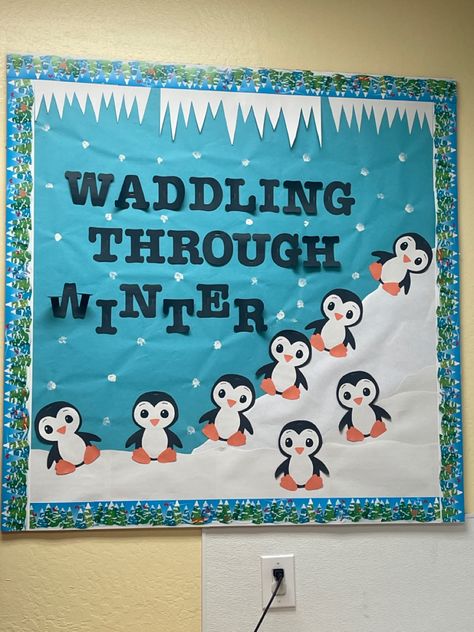 Penguin Classroom Theme, Infant Bulletin Board, Design Vision Board, Interior Design Vision Board, Affirmations Vision Board, Manifestation Vision Board, Kids Bulletin Boards, Winter Bulletin Board, Holiday Bulletin Boards