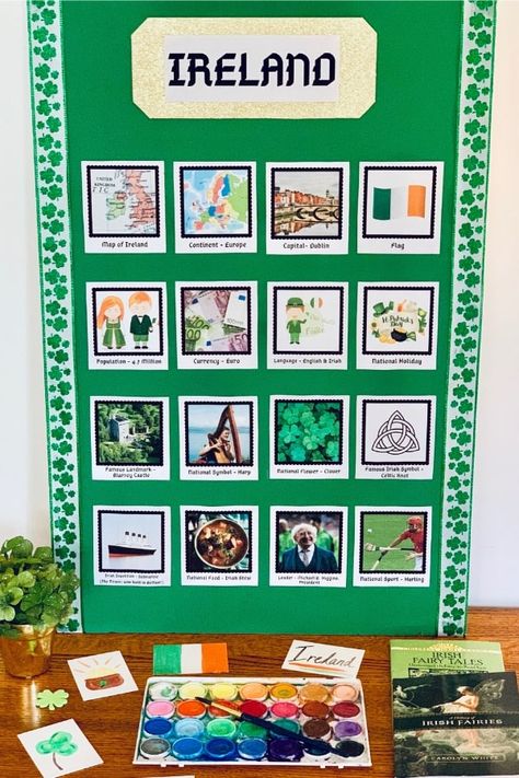 Ireland Concentration Game for Kids • Our Crafty World Ireland Culture Project, Ireland Bulletin Board Ideas, Ireland Poster Board Project, Ireland Classroom Decorations, World Thinking Day Ireland, Ireland Activities For Kids, Ireland Crafts For Kids, Ireland Crafts, Facts About Ireland